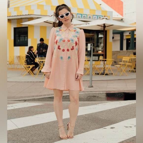 ASOS Dresses & Skirts - ASOS • NWOT Pink Dress With Embroidered Flowers